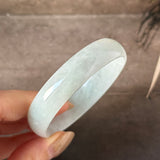 52.7mm A-Grade Natural Light Green Jadeite Modern Round Bangle No.152141
