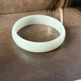52.4mm A-Grade Natural Light Green Jadeite Modern Round Bangle No.152142