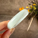 52.4mm A-Grade Natural Light Green Jadeite Modern Round Bangle No.152142