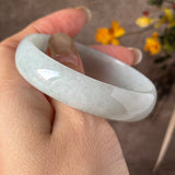 52.4mm A-Grade Natural Light Green Jadeite Modern Round Bangle No.152142