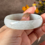52.4mm A-Grade Natural Light Green Jadeite Modern Round Bangle No.152142