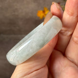 52.4mm A-Grade Natural Light Green Jadeite Modern Round Bangle No.152142