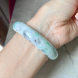 58mm A-Grade Natural Grey Green Jadeite Modern Round Bangle No.151627