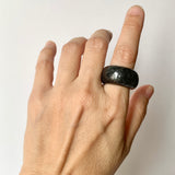 16.4mm A-Grade Natural Black Jadeite Ring Band No. 161347