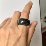 16.4mm A-Grade Natural Black Jadeite Ring Band No. 161347