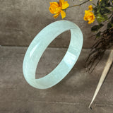 52.8mm A-Grade Natural Light Green Jadeite Modern Round Bangle No.152143
