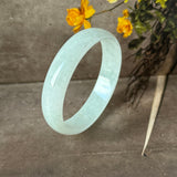 52.8mm A-Grade Natural Light Green Jadeite Modern Round Bangle No.152143