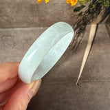 52.8mm A-Grade Natural Light Green Jadeite Modern Round Bangle No.152143