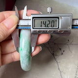 58mm A-Grade Natural Grey Green Jadeite Modern Round Bangle No.151627