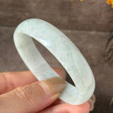 52.8mm A-Grade Natural Light Green Jadeite Modern Round Bangle No.152143