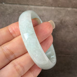 52.8mm A-Grade Natural Light Green Jadeite Modern Round Bangle No.152143