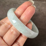 52.8mm A-Grade Natural Light Green Jadeite Modern Round Bangle No.152143