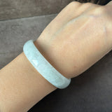 52.8mm A-Grade Natural Light Green Jadeite Modern Round Bangle No.152143