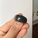 16.4mm A-Grade Natural Black Jadeite Ring Band No. 161347