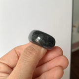 16.4mm A-Grade Natural Black Jadeite Ring Band No. 161347