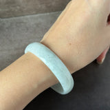 52.8mm A-Grade Natural Light Green Jadeite Modern Round Bangle No.152143