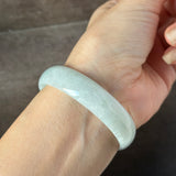 52.8mm A-Grade Natural Light Green Jadeite Modern Round Bangle No.152143