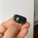 16.4mm A-Grade Natural Black Jadeite Ring Band No. 161347