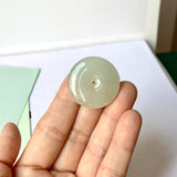 A-Grade Natural Light Yellowish Green Jadeite Donut Pendant No.171183