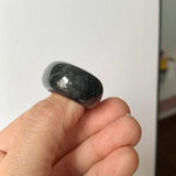 16.4mm A-Grade Natural Black Jadeite Ring Band No. 161347