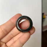 16.4mm A-Grade Natural Black Jadeite Ring Band No. 161347