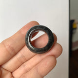 16.4mm A-Grade Natural Black Jadeite Ring Band No. 161347
