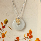 A-Grade White Jadeite Donut Pendant (Osmanthus Flower) No.172778