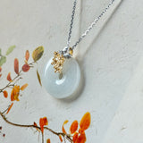 A-Grade White Jadeite Donut Pendant (Osmanthus Flower) No.172778