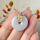 A-Grade White Jadeite Donut Pendant (Osmanthus Flower) No.172778