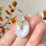 A-Grade White Jadeite Donut Pendant (Osmanthus Flower) No.172778