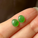 SOLD OUT: 2.80cts A-Grade Natural Imperial Green Jadeite Oval Cabochon Pair No.180607