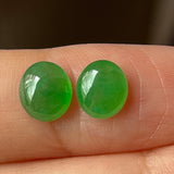 SOLD OUT: 2.80cts A-Grade Natural Imperial Green Jadeite Oval Cabochon Pair No.180607
