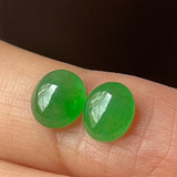SOLD OUT: 2.80cts A-Grade Natural Imperial Green Jadeite Oval Cabochon Pair No.180607