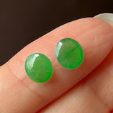 SOLD OUT: 2.80cts A-Grade Natural Imperial Green Jadeite Oval Cabochon Pair No.180607