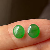 SOLD OUT: 2.80cts A-Grade Natural Imperial Green Jadeite Oval Cabochon Pair No.180607