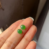 SOLD OUT: 2.80cts A-Grade Natural Imperial Green Jadeite Oval Cabochon Pair No.180607