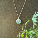 A-Grade Greenish Blue Jadeite Donut Bamboo Pendant No.172781