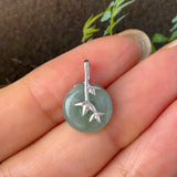 A-Grade Greenish Blue Jadeite Donut Bamboo Pendant No.172781