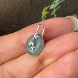 A-Grade Greenish Blue Jadeite Donut Bamboo Pendant No.172781