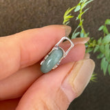 A-Grade Greenish Blue Jadeite Donut Bamboo Pendant No.172781