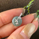 A-Grade Greenish Blue Jadeite Donut Bamboo Pendant No.172781