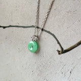 A-Grade Apple Green Jadeite M.Petals Lilac Flower Donut Pendant No.172783