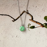 A-Grade Apple Green Jadeite M.Petals Lilac Flower Donut Pendant No.172782