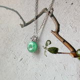 A-Grade Apple Green Jadeite M.Petals Lilac Flower Donut Pendant No.172782