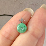 A-Grade Apple Green Jadeite M.Petals Lilac Flower Donut Pendant No.172782