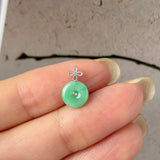 A-Grade Apple Green Jadeite M.Petals Lilac Flower Donut Pendant No.172783