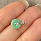 A-Grade Apple Green Jadeite M.Petals Lilac Flower Donut Pendant No.172783