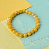 7.5mm A-Grade Natural Canary Yellow Jadeite Beaded Bracelet No.190489