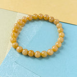 7.5mm A-Grade Natural Canary Yellow Jadeite Beaded Bracelet No.190489