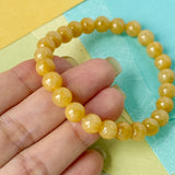 7.5mm A-Grade Natural Canary Yellow Jadeite Beaded Bracelet No.190489